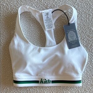 Kith White Racerback Bra with Green Trim